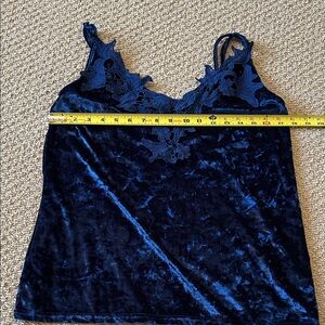 Elegant Navy Blue Velvet Camisole Top